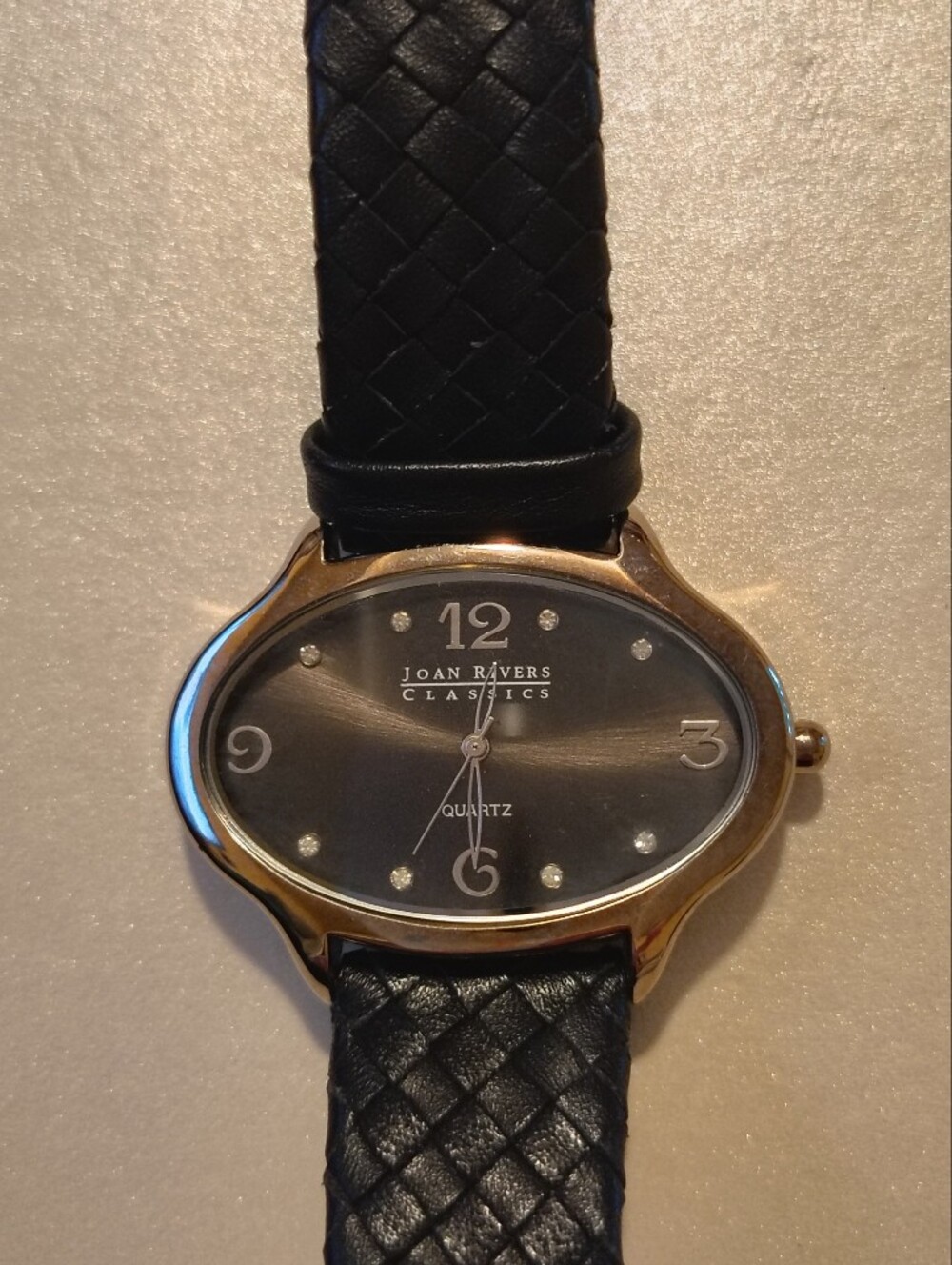 Joan Rivers Black/Silver Tone Watch With Braided Bands